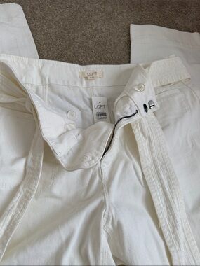 LOFT Cream/white Wide-Leg High-Rise Pants